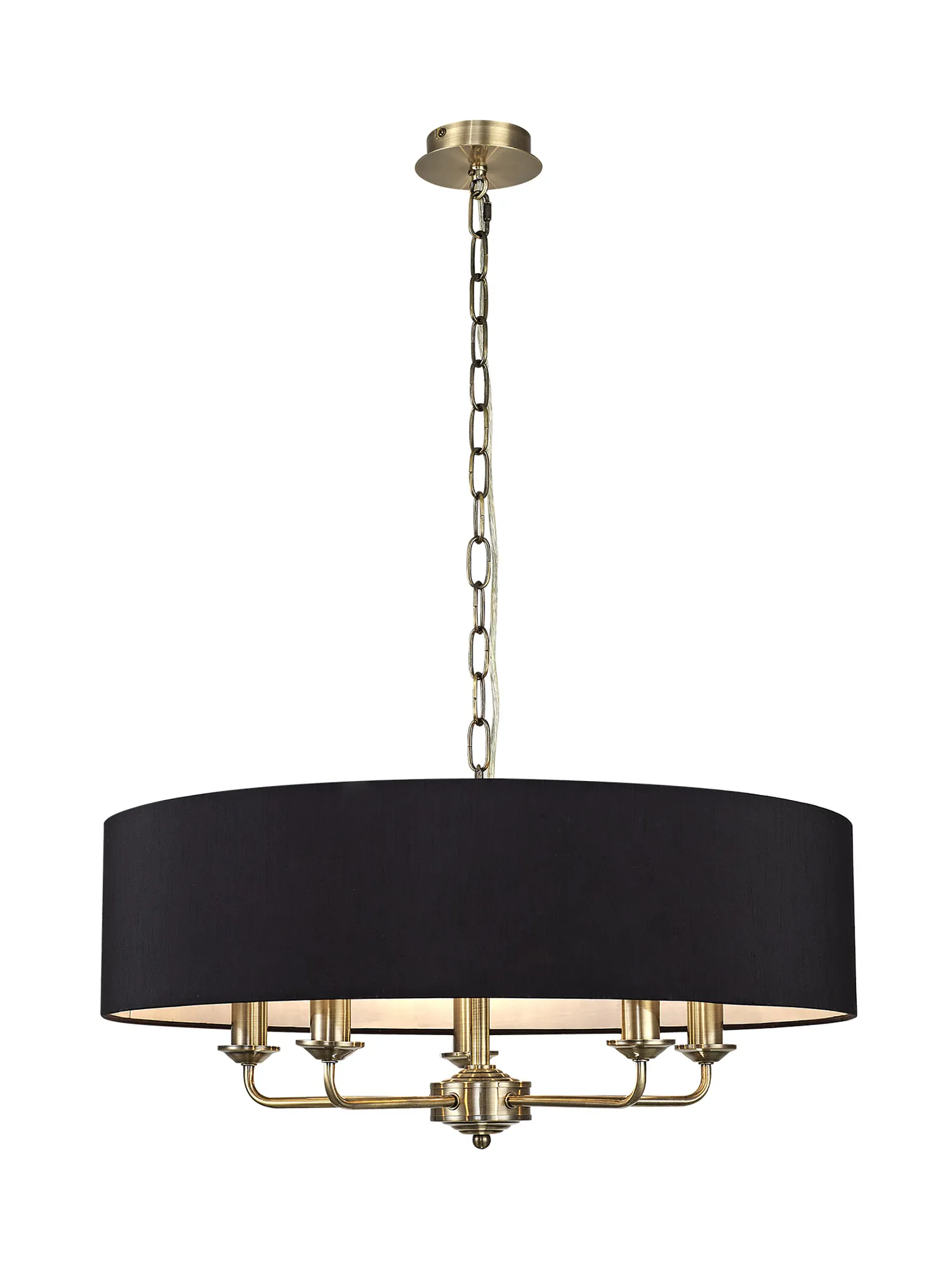 Banyan 60cm 5 Light Pendant Antique Brass; Black